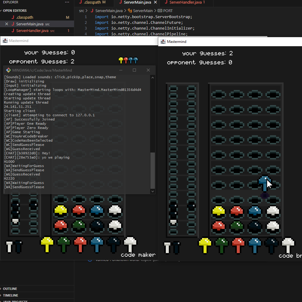 Two clients playing over the network